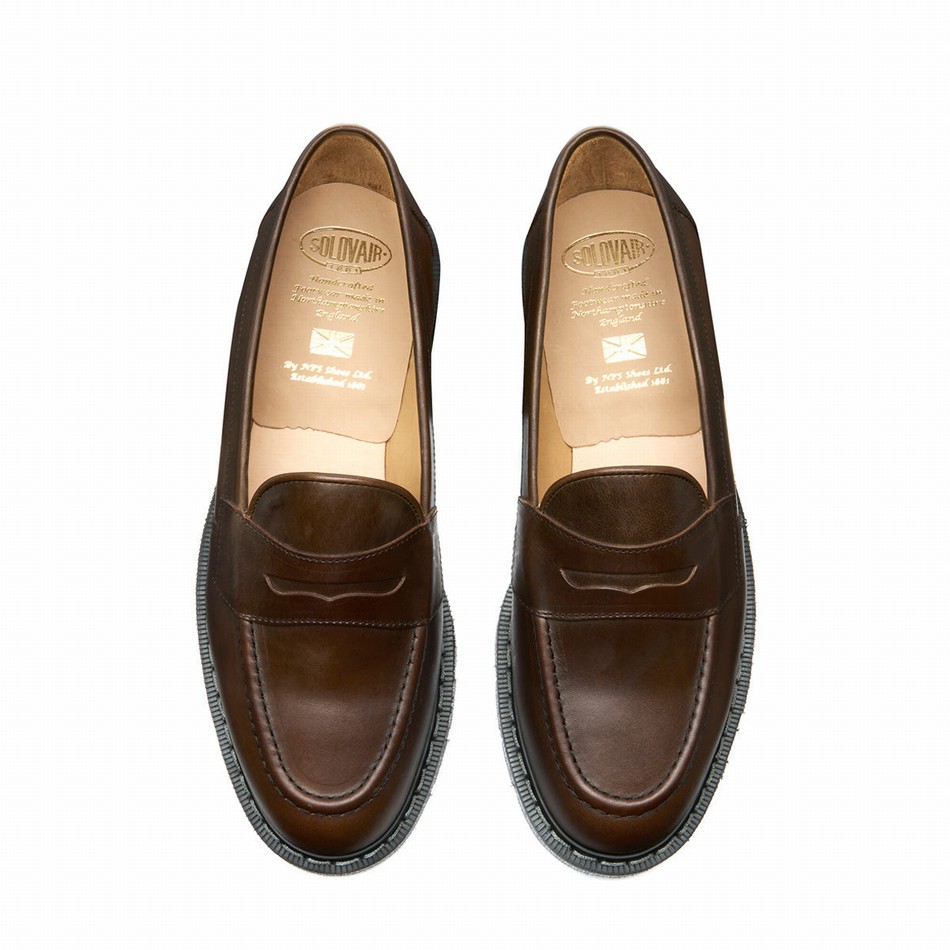 Solovair Gaucho Crazy Horse Penny Loafers Herre Brune | S0-970-CH-G-030