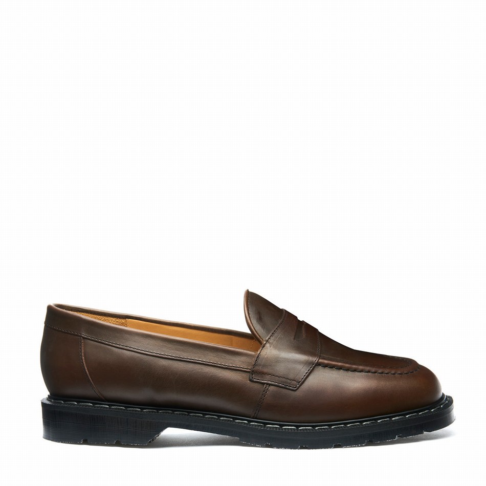 Solovair Gaucho Crazy Horse Penny Loafers Herre Brune | S0-970-CH-G-030