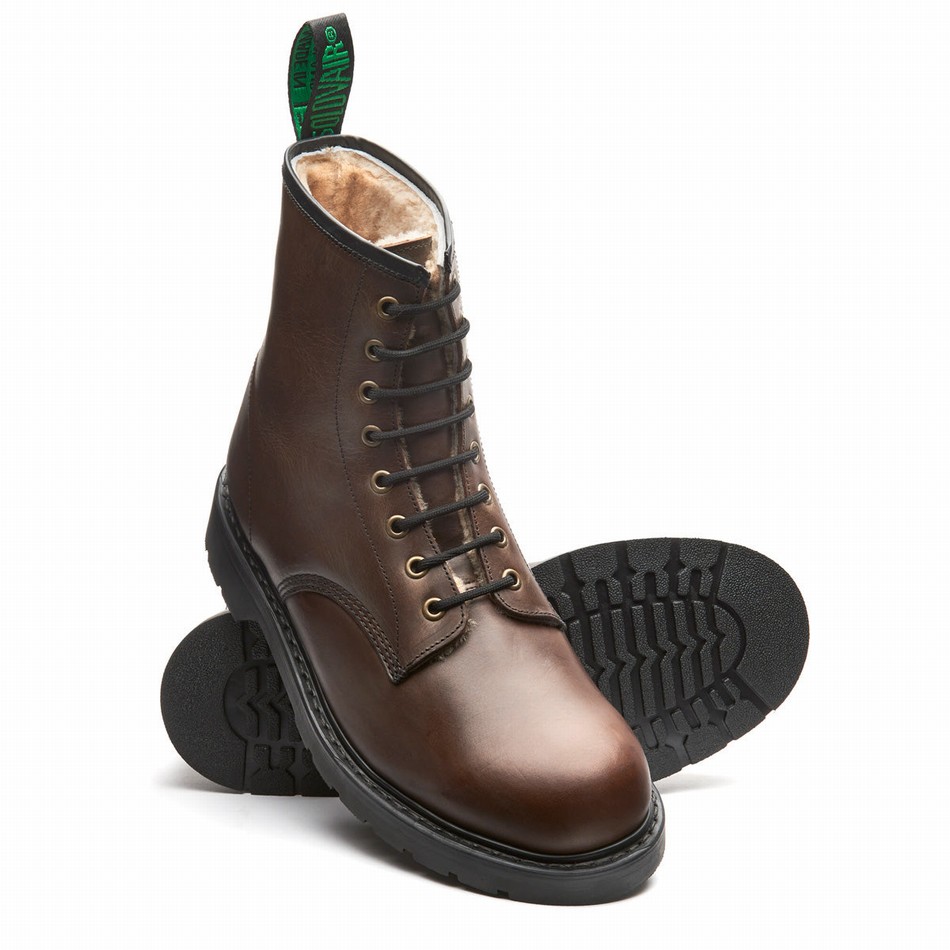 Solovair Gaucho Crazy Horse Shearling Lined 8 Eye Derby Støvler Herre Brune | LS8-551-CH-SHE-B-055