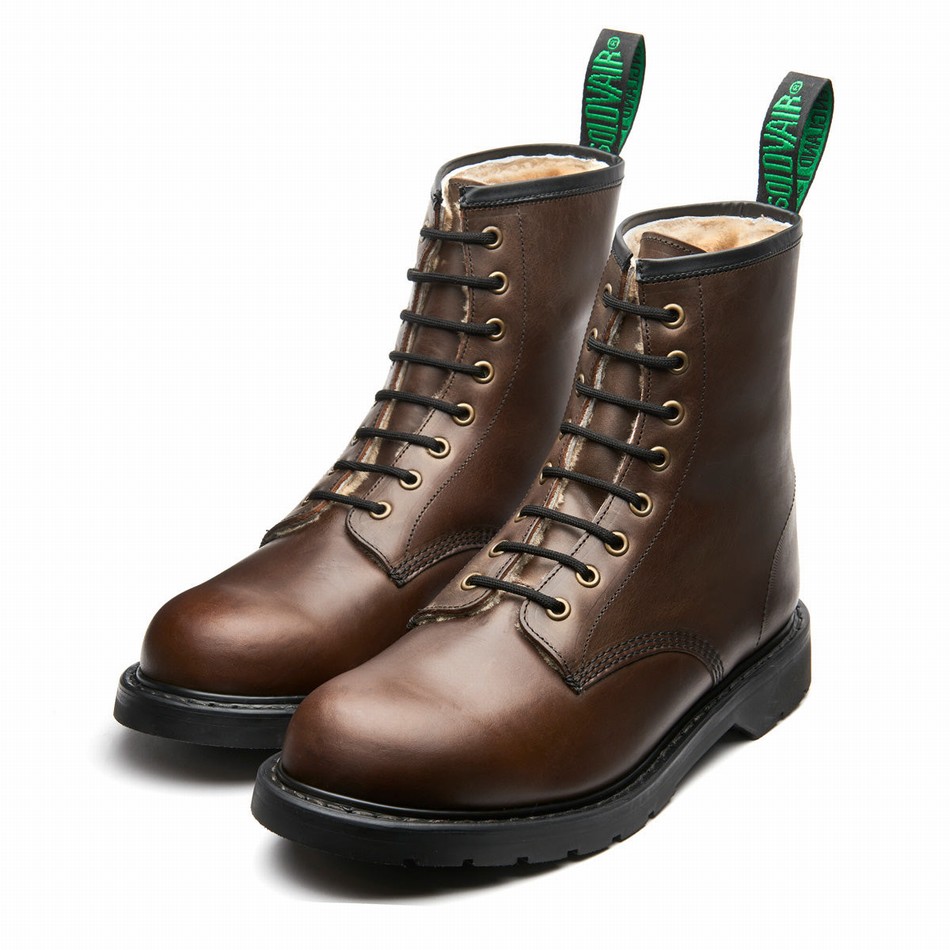 Solovair Gaucho Crazy Horse Shearling Lined 8 Eye Derby Støvler Herre Brune | LS8-551-CH-SHE-B-055