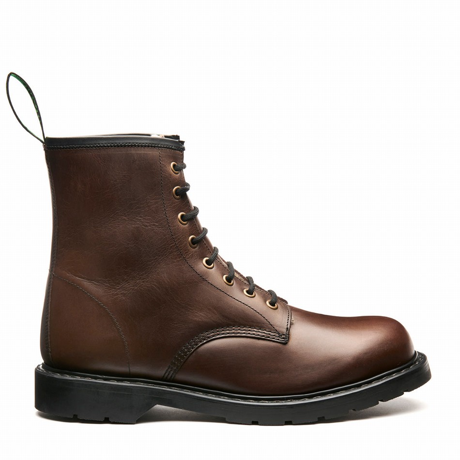 Solovair Gaucho Crazy Horse Shearling Lined 8 Eye Derby Støvler Herre Brune | LS8-551-CH-SHE-B-055