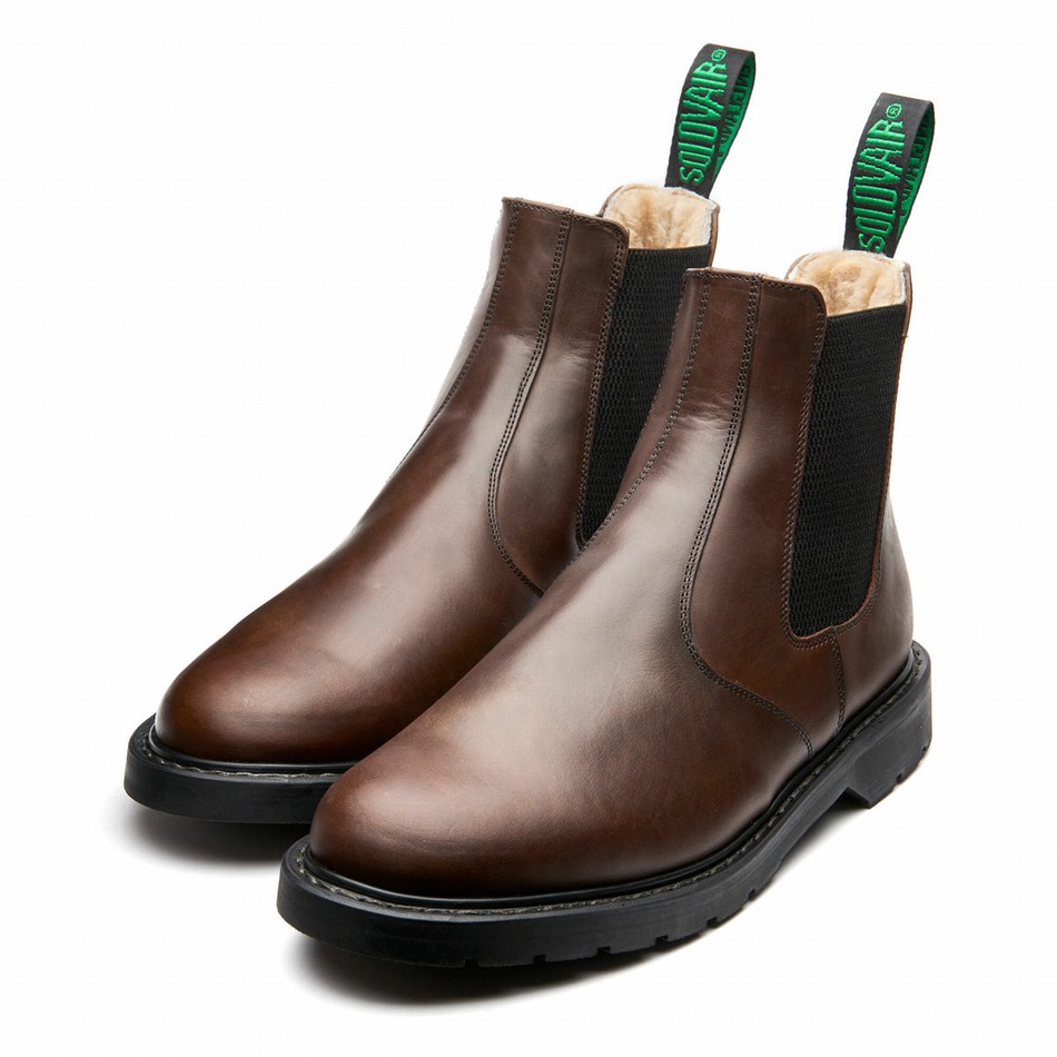Solovair Gaucho Crazy Horse Shearling Lined Dealer Støvler Dame Brune | LS0-900-CH-SHE-B-040