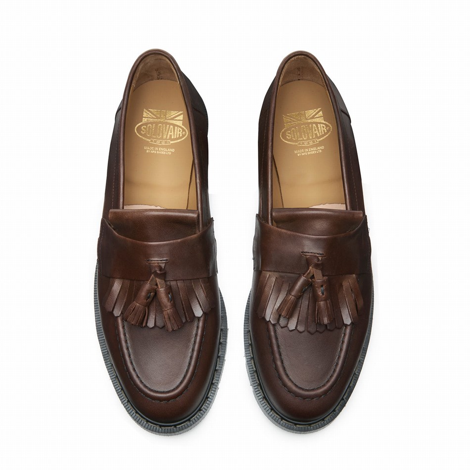 Solovair Gaucho Crazy Horse Tassel Loafers Herre Brune | S0-1022-CH-G-030