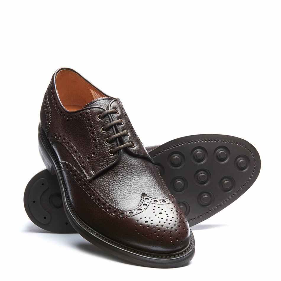 Solovair Grain-Calf 4 Eye Gibson Brogue Sko Herre Brune | 055-BRN-CC-060