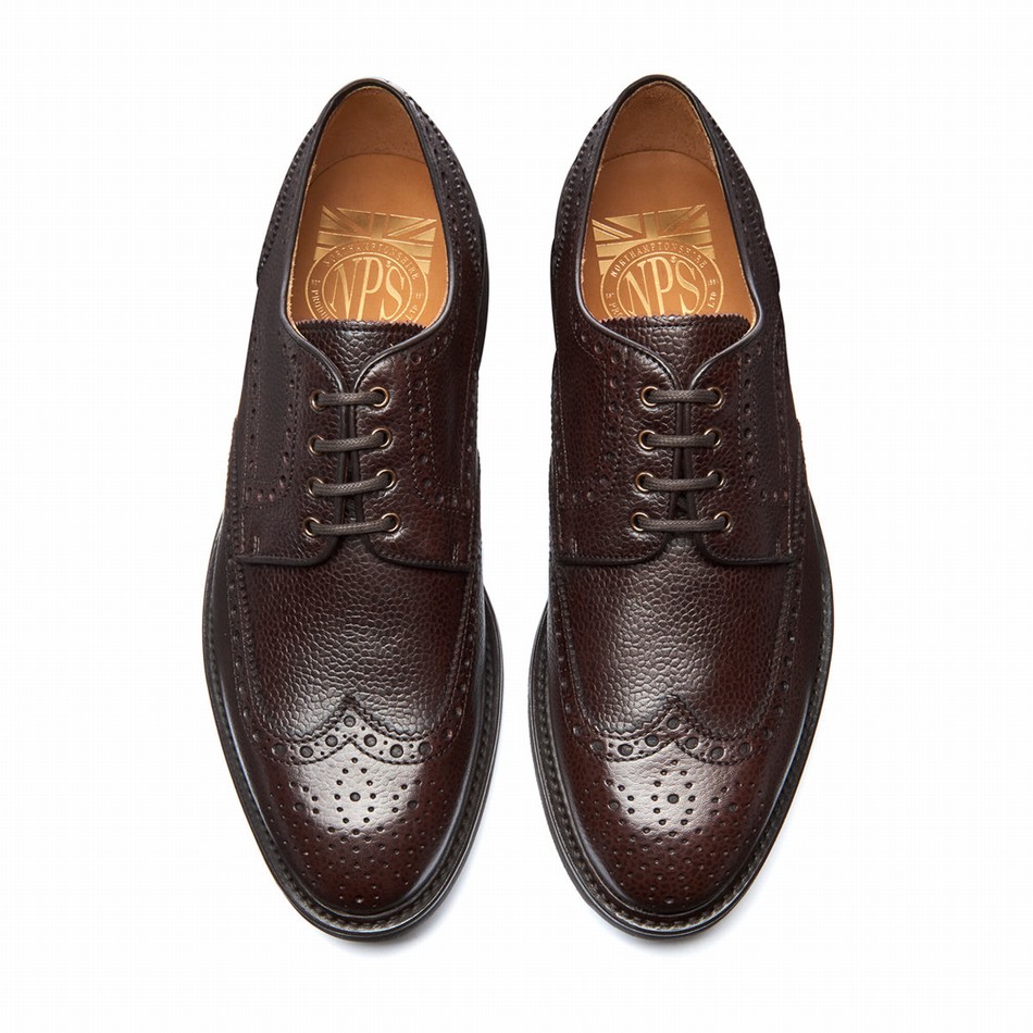 Solovair Grain-Calf 4 Eye Gibson Brogue Sko Herre Brune | 055-BRN-CC-060