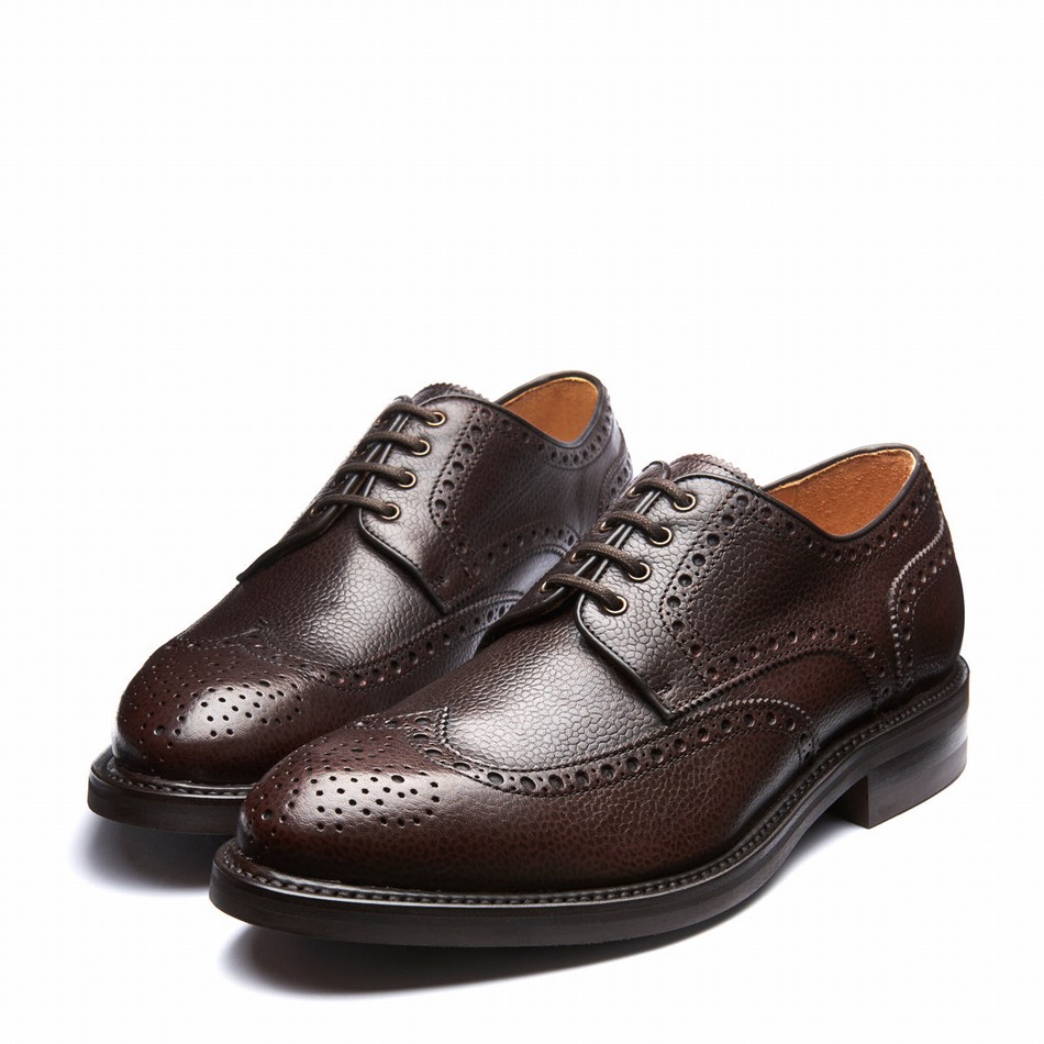 Solovair Grain-Calf 4 Eye Gibson Brogue Sko Herre Brune | 055-BRN-CC-060