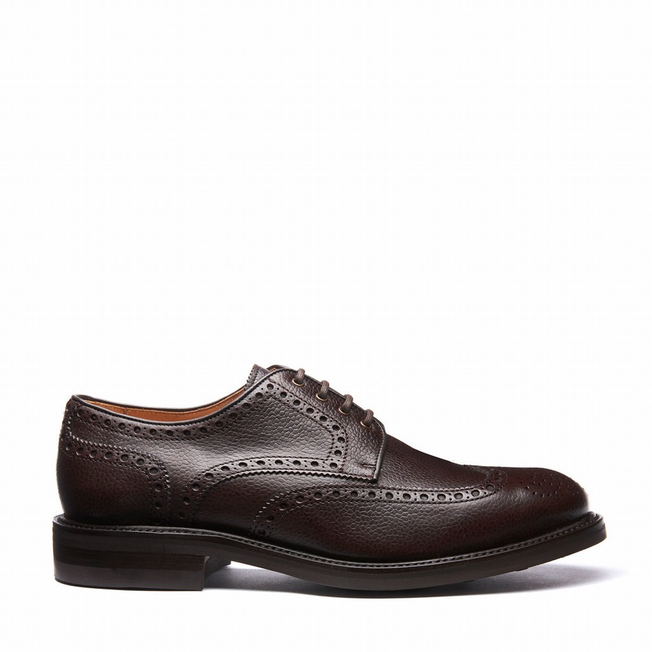 Solovair Grain-Calf 4 Eye Gibson Brogue Sko Herre Brune | 055-BRN-CC-060