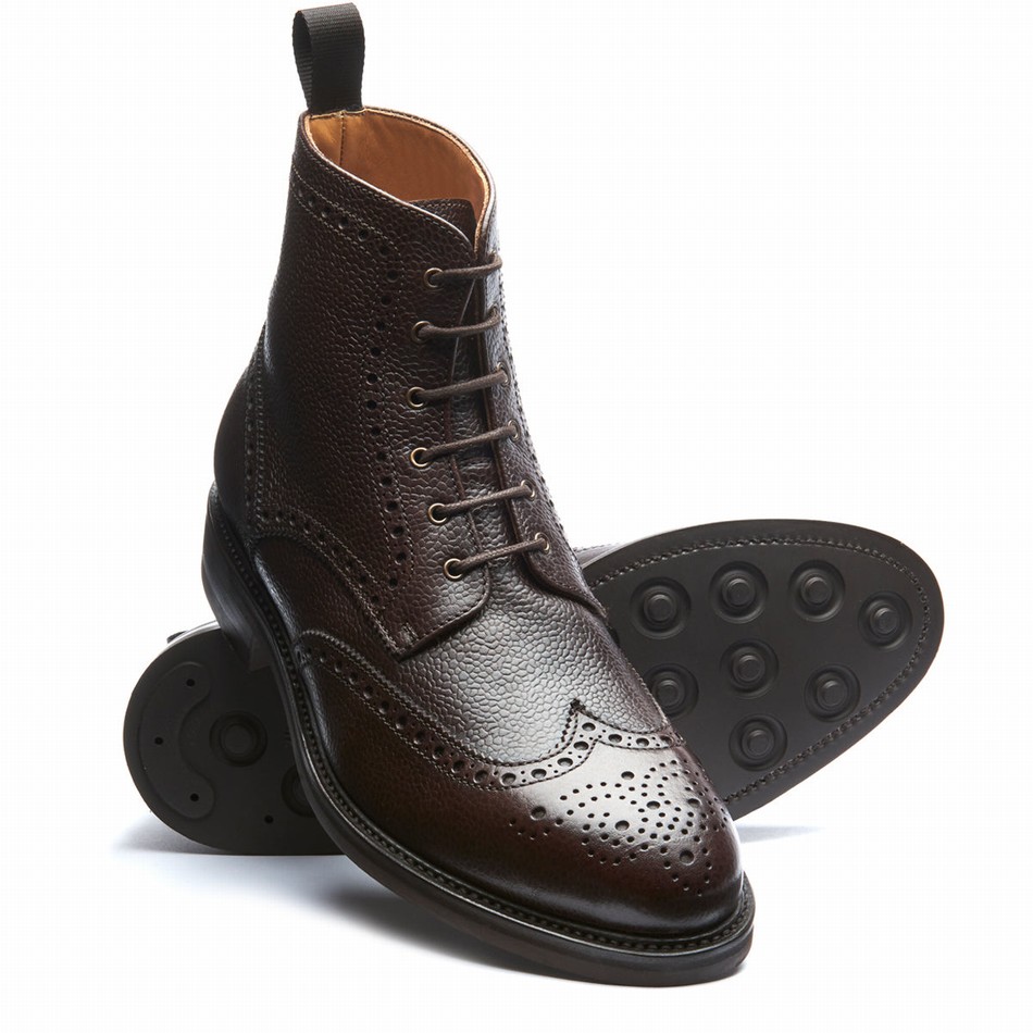 Solovair Grain-Calf 6 Eye Derby Brogue Støvler Herre Brune | 019-BRN-CC-060