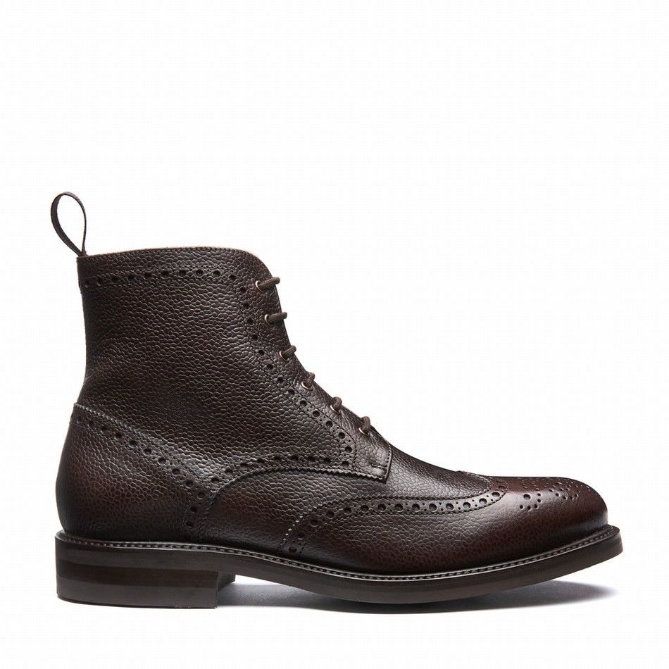 Solovair Grain-Calf 6 Eye Derby Brogue Støvler Herre Brune | 019-BRN-CC-060