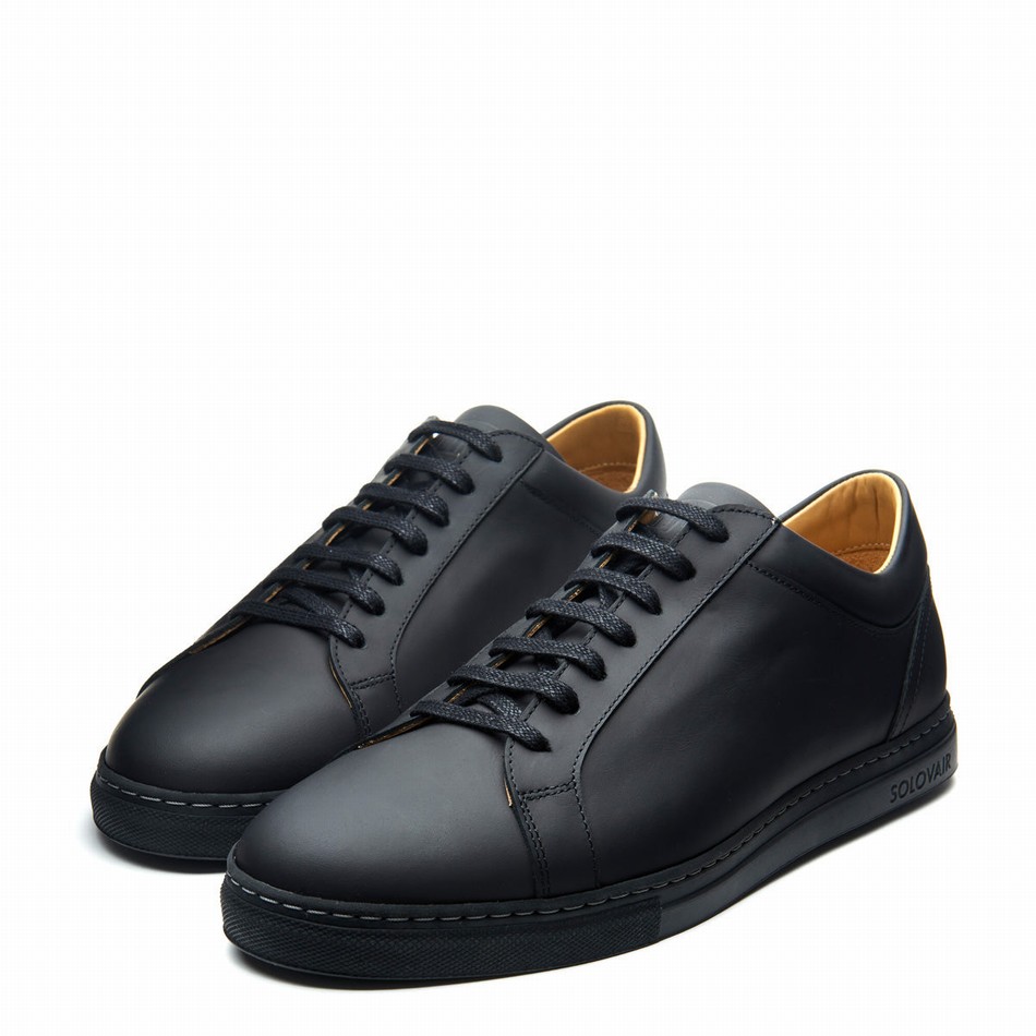 Solovair Greasy 070 Sneakers Dame Sort | S7-070-BG-G-030