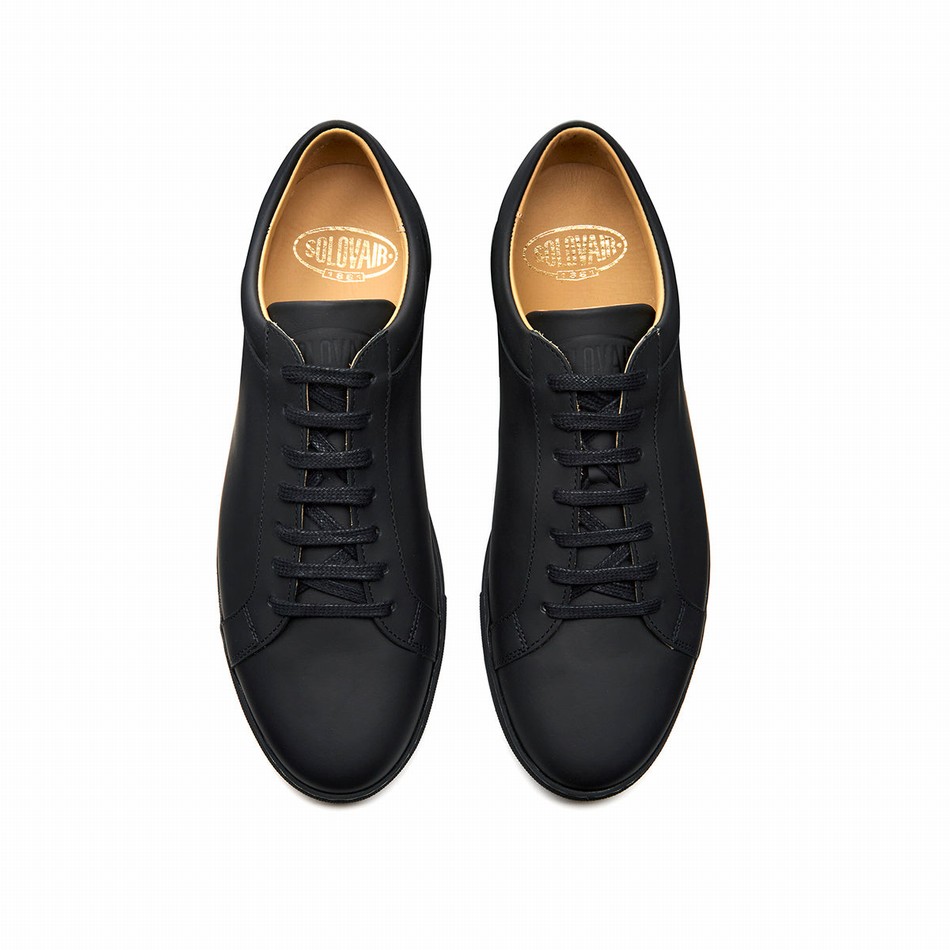Solovair Greasy 070 Sneakers Dame Sort | S7-070-BG-G-030