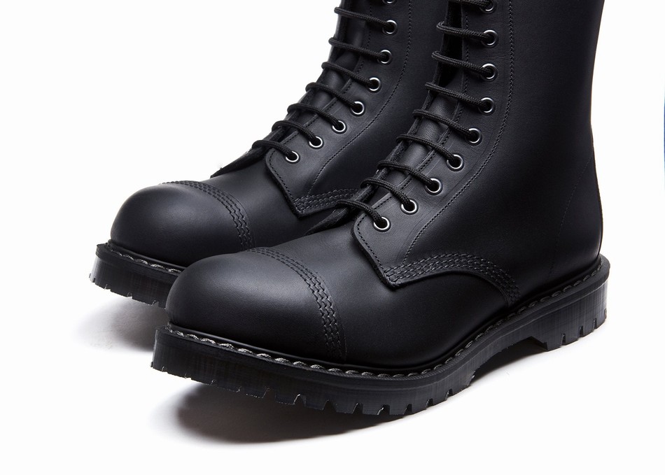 Solovair Greasy 11 Eye Steel Toe Derby Støvler Herre Sort | SC11-1980-BG-G-060