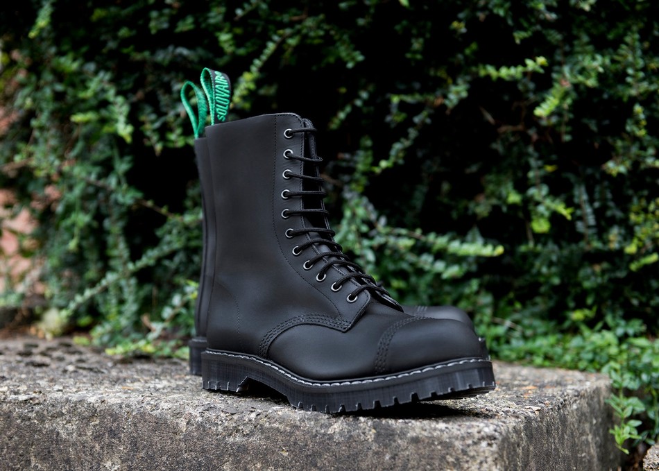 Solovair Greasy 11 Eye Steel Toe Derby Støvler Herre Sort | SC11-1980-BG-G-060