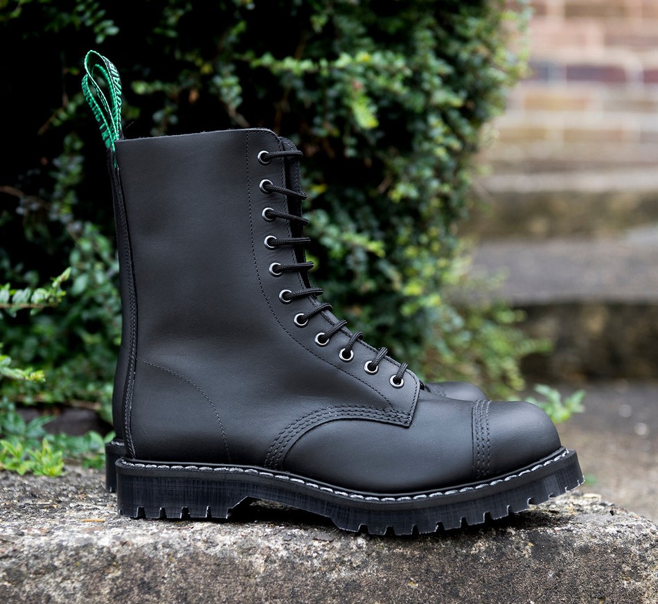 Solovair Greasy 11 Eye Steel Toe Derby Støvler Herre Sort | SC11-1980-BG-G-060