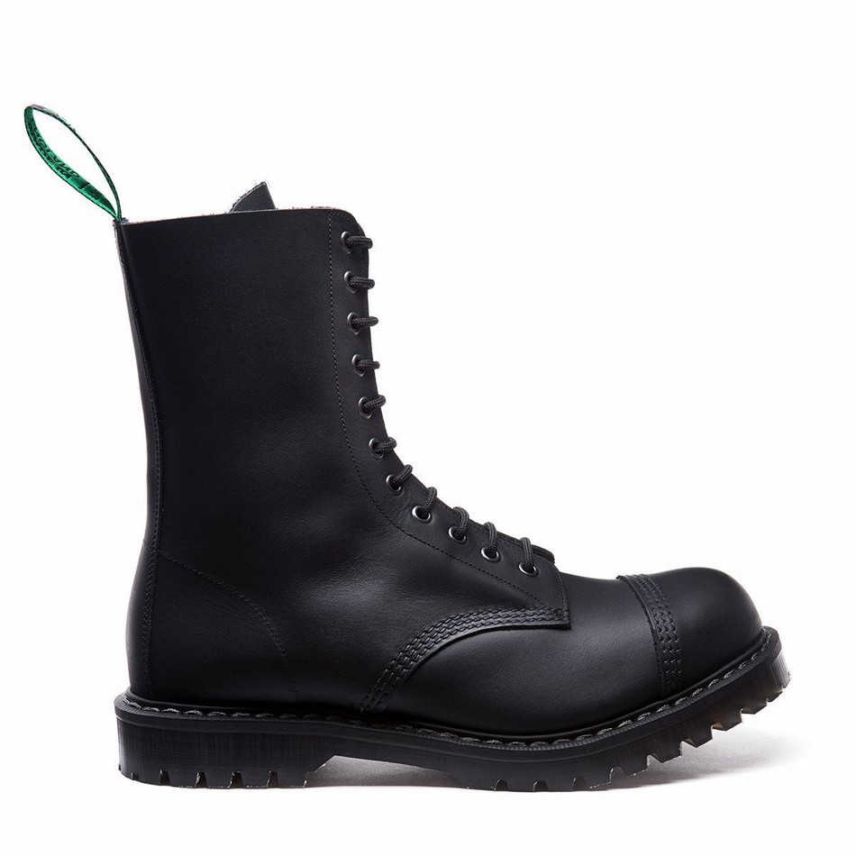 Solovair Greasy 11 Eye Steel Toe Derby Støvler Herre Sort | SC11-1980-BG-G-060