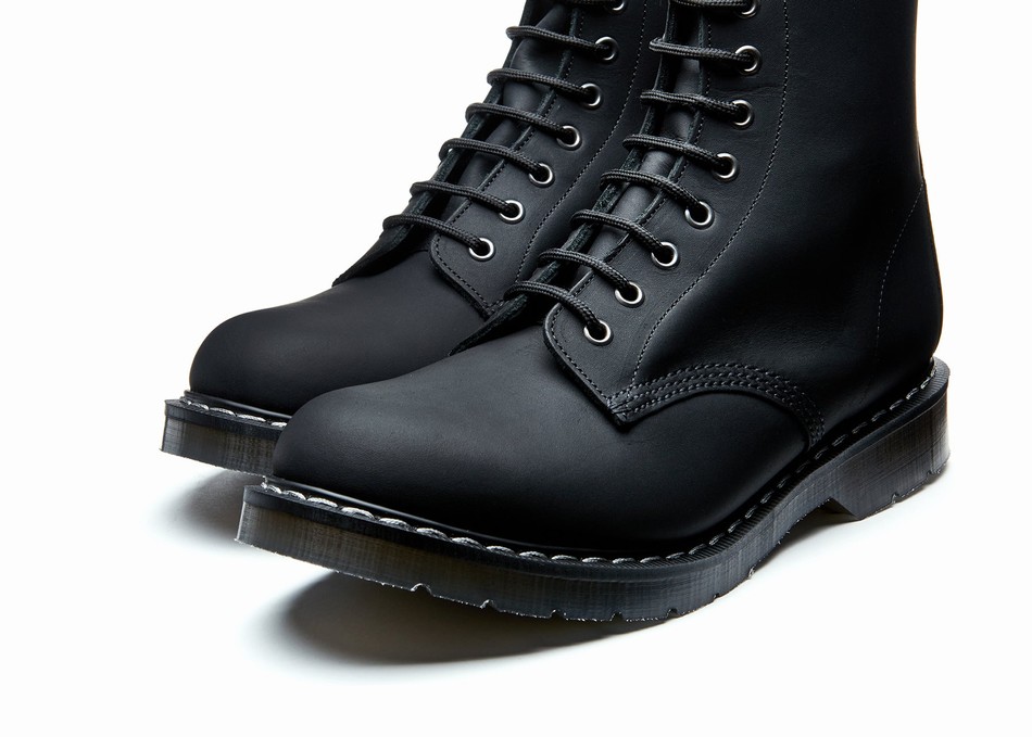 Solovair Greasy 11 Eye Zip Derby Støvler Herre Sort | S11-981-BG-ZIP-G-030