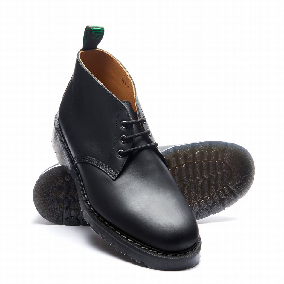 Solovair Greasy 3 Eye Chukka Støvler Herre Sort | S3-080-BG-G-030