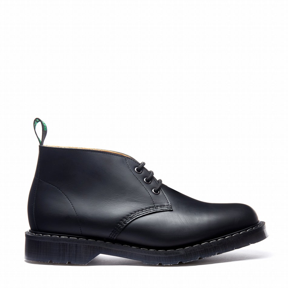 Solovair Greasy 3 Eye Chukka Støvler Herre Sort | S3-080-BG-G-030