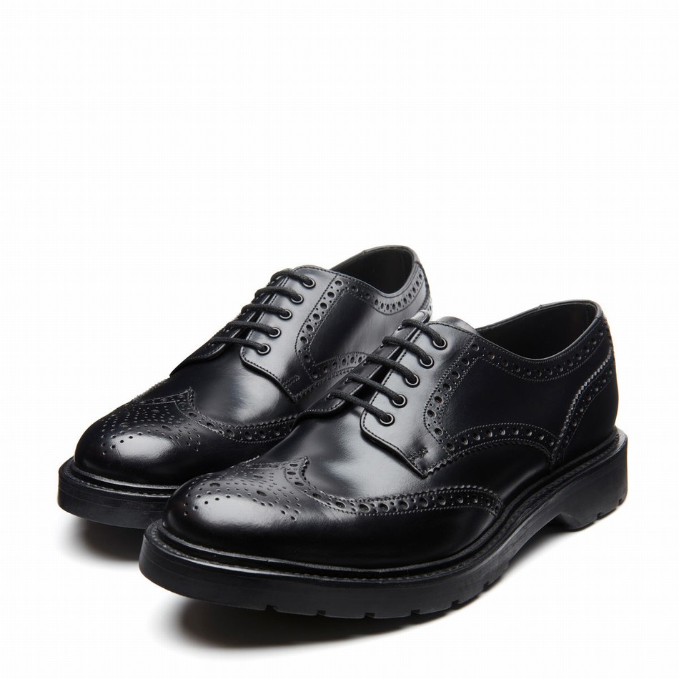 Solovair Greasy 5 Eye Gibson Brogue Sko Herre Sort | LS5-813-BG-B-060