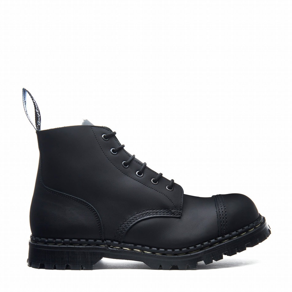 Solovair Greasy 6 Eye Steel Toe Capped Derby Støvler Herre Sort | GF6-1710-BG-030