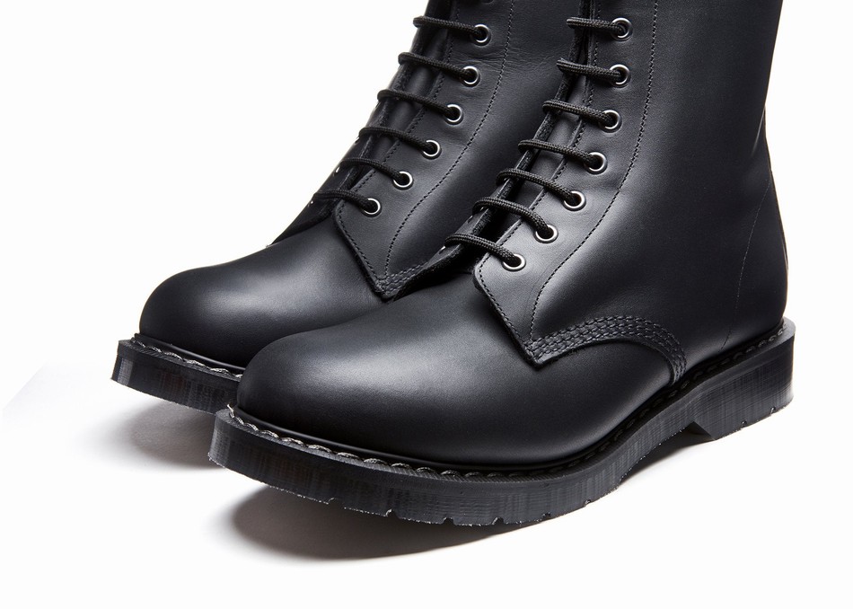 Solovair Greasy 8 Eye Derby Støvler Herre Sort | S8-551-BG-G-030