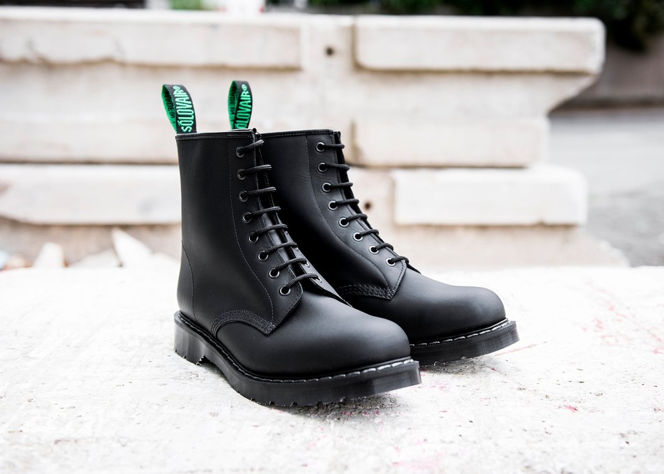 Solovair Greasy 8 Eye Derby Støvler Herre Sort | S8-551-BG-G-030
