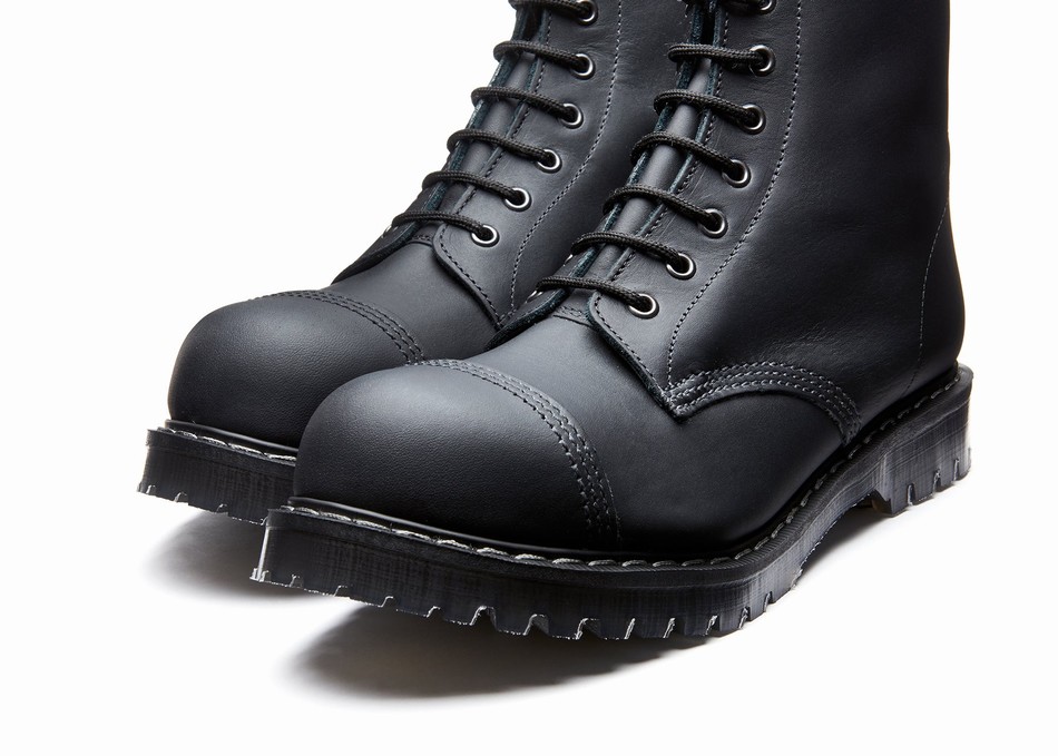 Solovair Greasy 8 Eye Steel Toe Derby Støvler Herre Sort | SC8-1550-BG-G-060