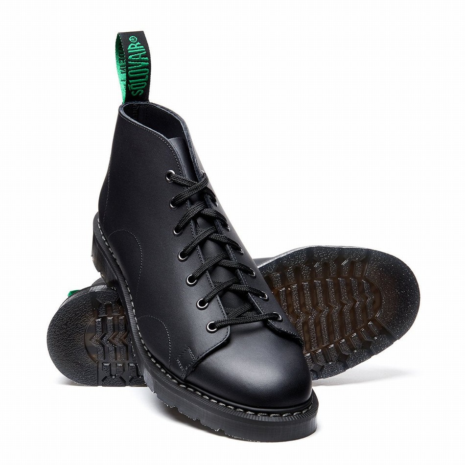 Solovair Greasy Abestøvler Dame Sort | S7-116-BG-G-030
