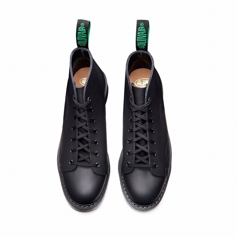 Solovair Greasy Abestøvler Dame Sort | S7-116-BG-G-030