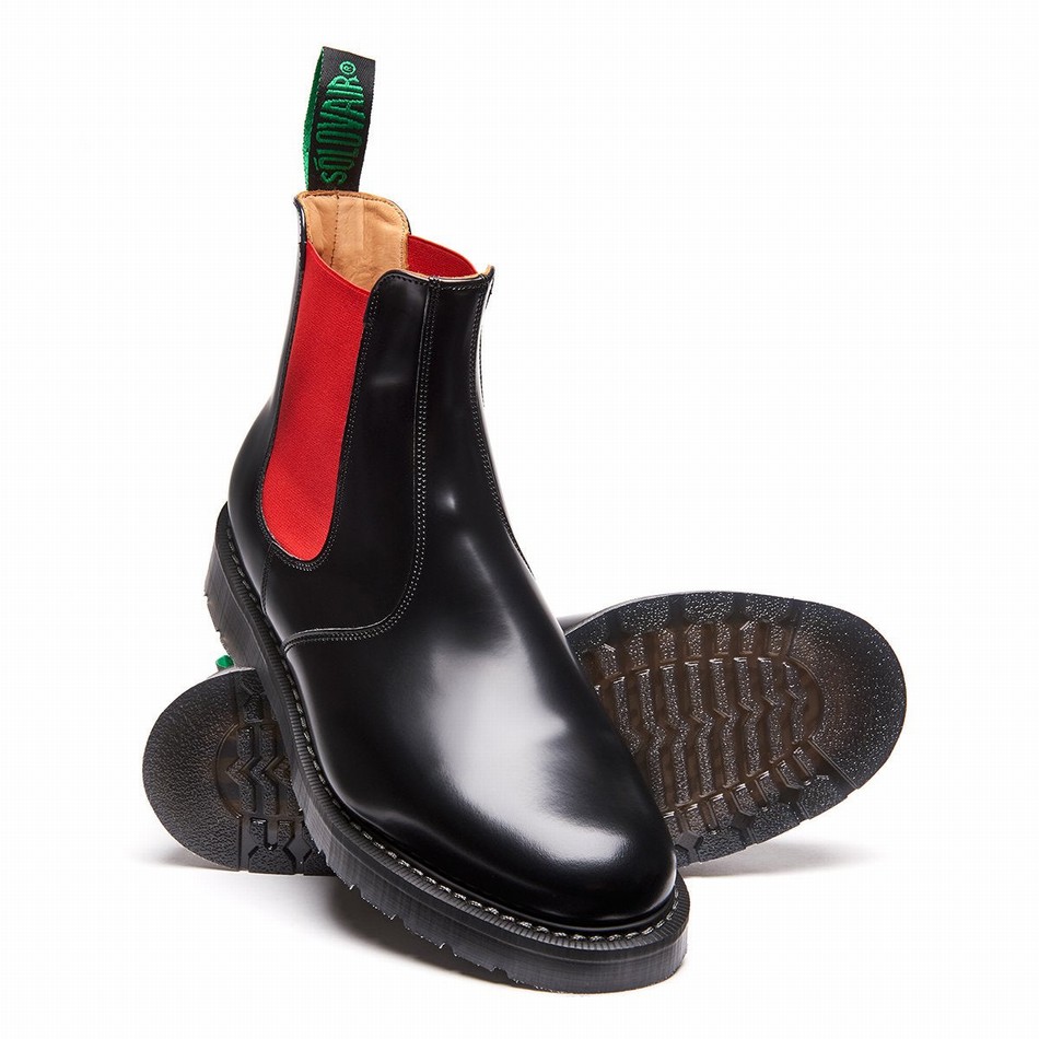 Solovair Greasy Dealer Støvler Herre Sort | S0-900-BK-RD-G-030