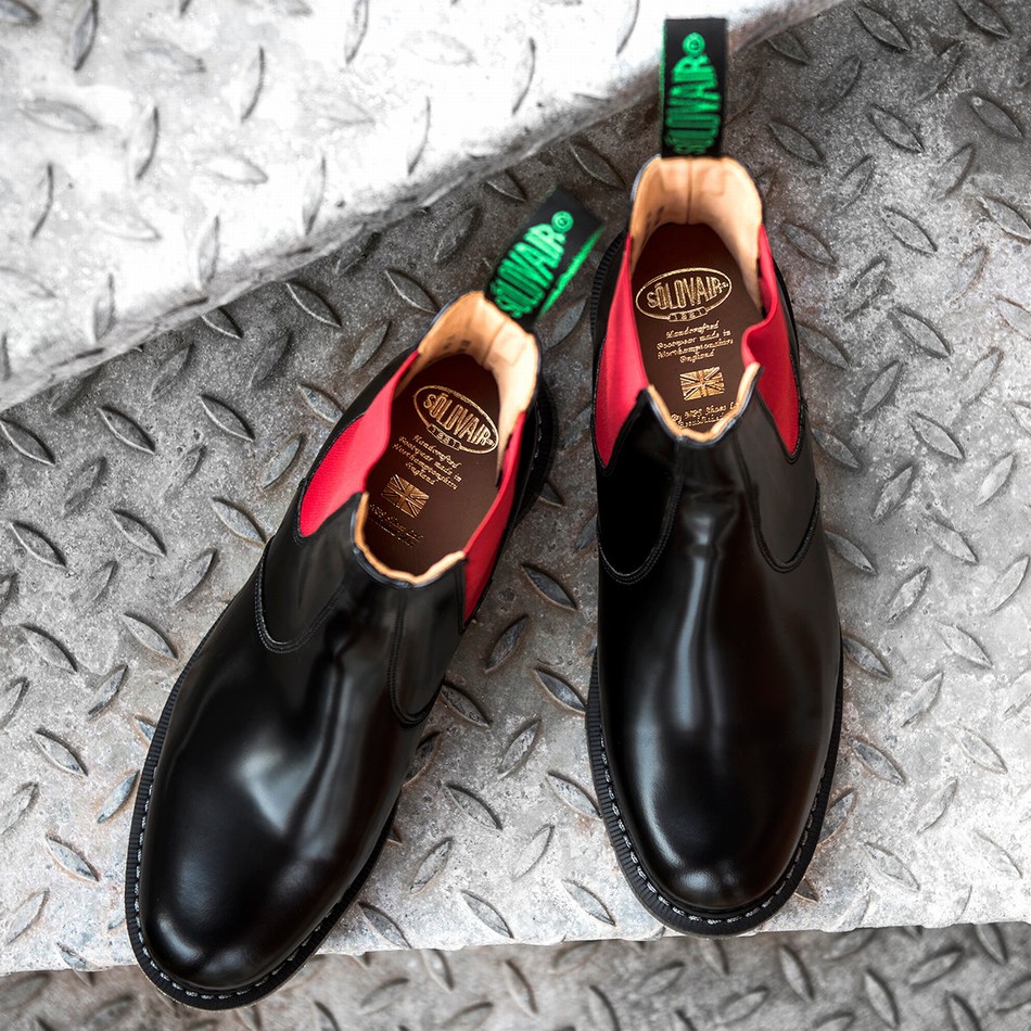 Solovair Greasy Dealer Støvler Herre Sort | S0-900-BK-RD-G-030