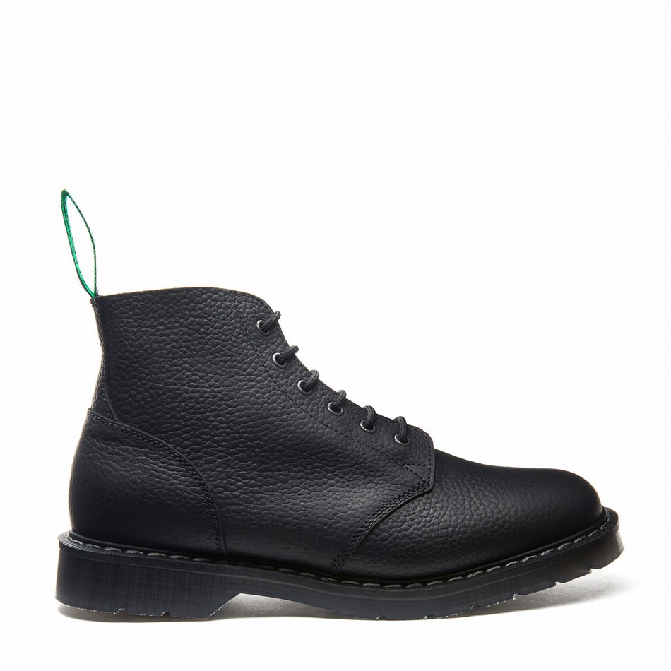 Solovair Greasy Grain 6 Eye Astronaut Støvler Herre Sort | S6-969-BG-SoftG-G-030