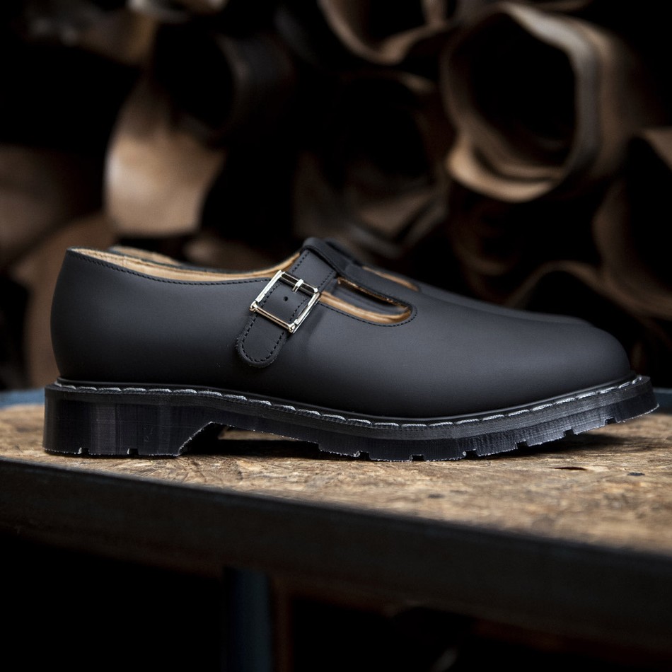 Solovair Greasy Mary Jane Sko Herre Sort | S0-393-BG-G-030
