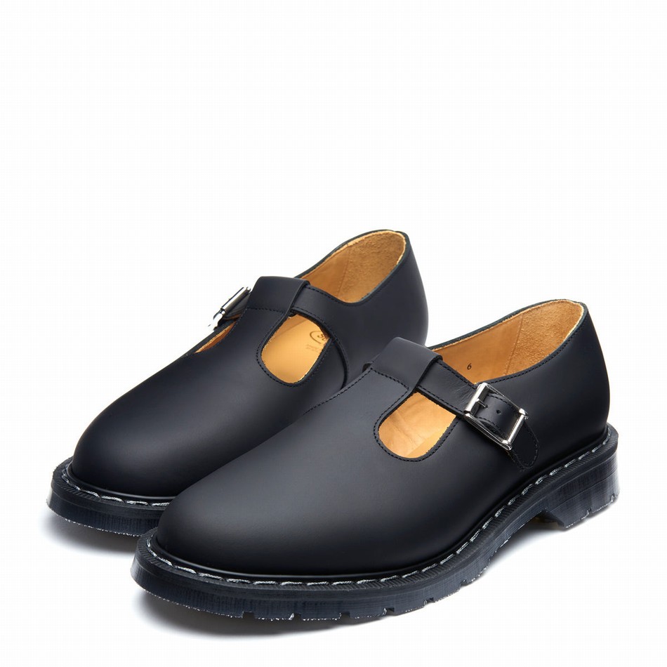Solovair Greasy Mary Jane Sko Herre Sort | S0-393-BG-G-030