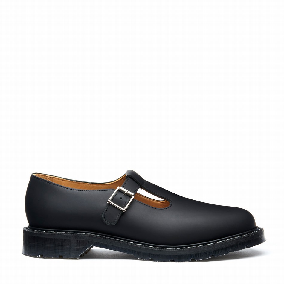 Solovair Greasy Mary Jane Sko Herre Sort | S0-393-BG-G-030