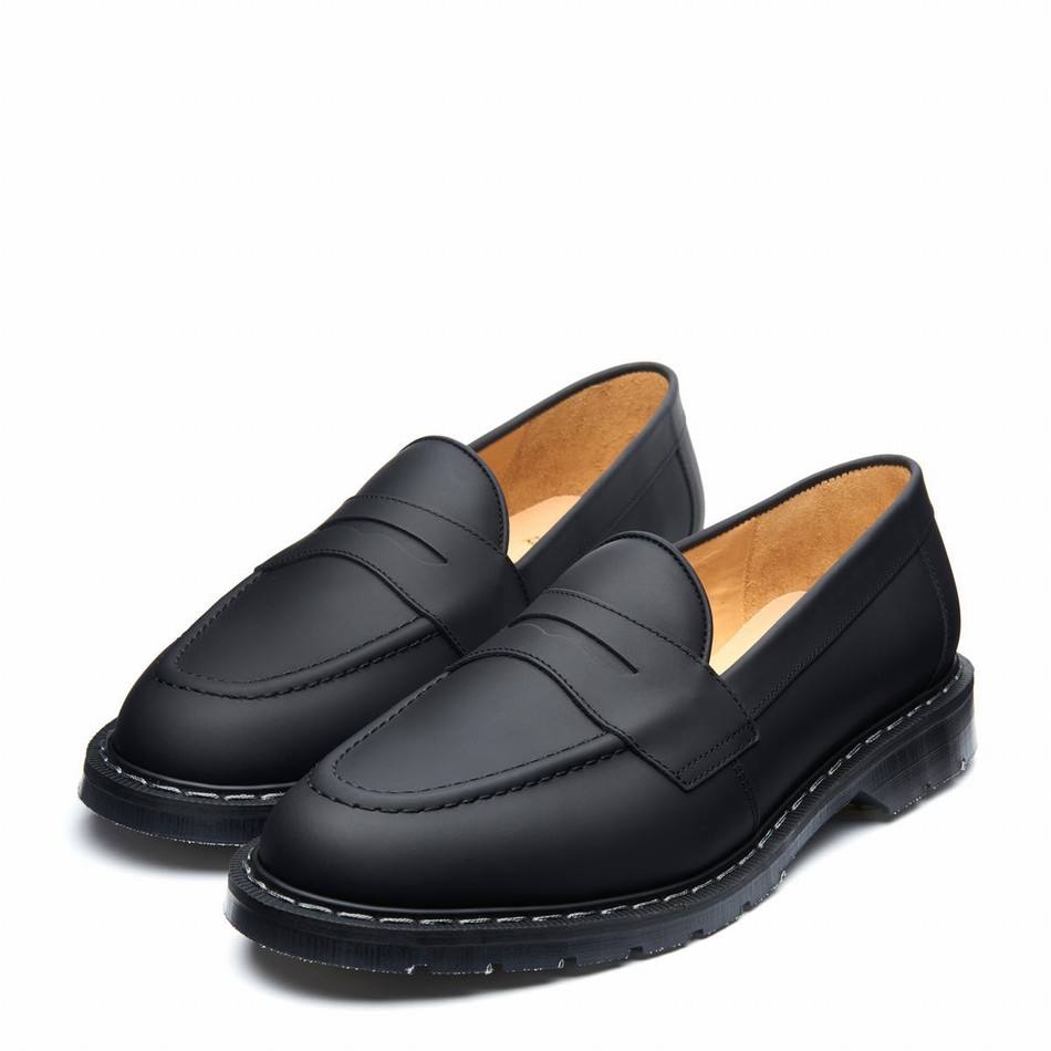 Solovair Greasy Penny Loafers Herre Sort | S0-970-BG-G-030