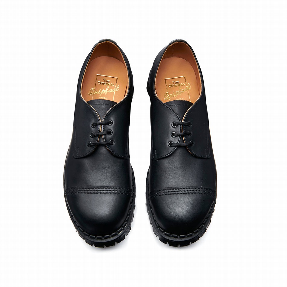 Solovair Greasy Steel Toe Capped Gibson Sko Dame Sort | GF3-1370-BG-030