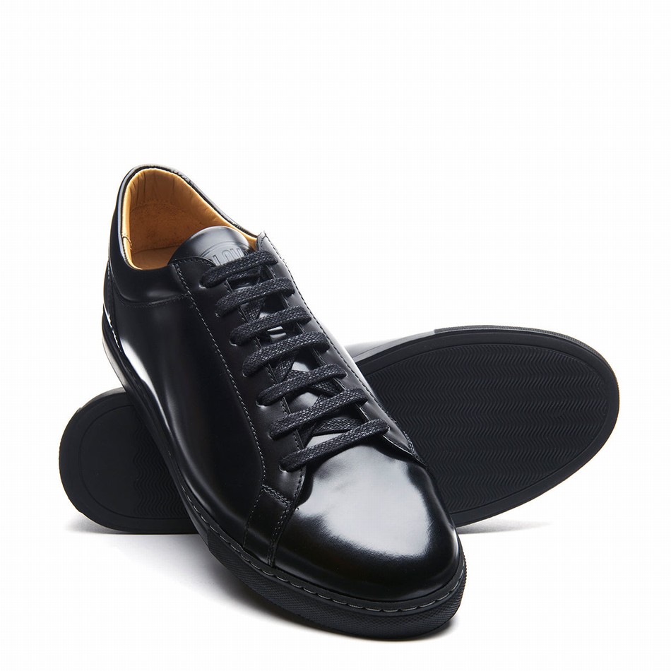 Solovair Hi-Shine 070 Sneakers Dame Sort | S7-070-BK-HS-G-030