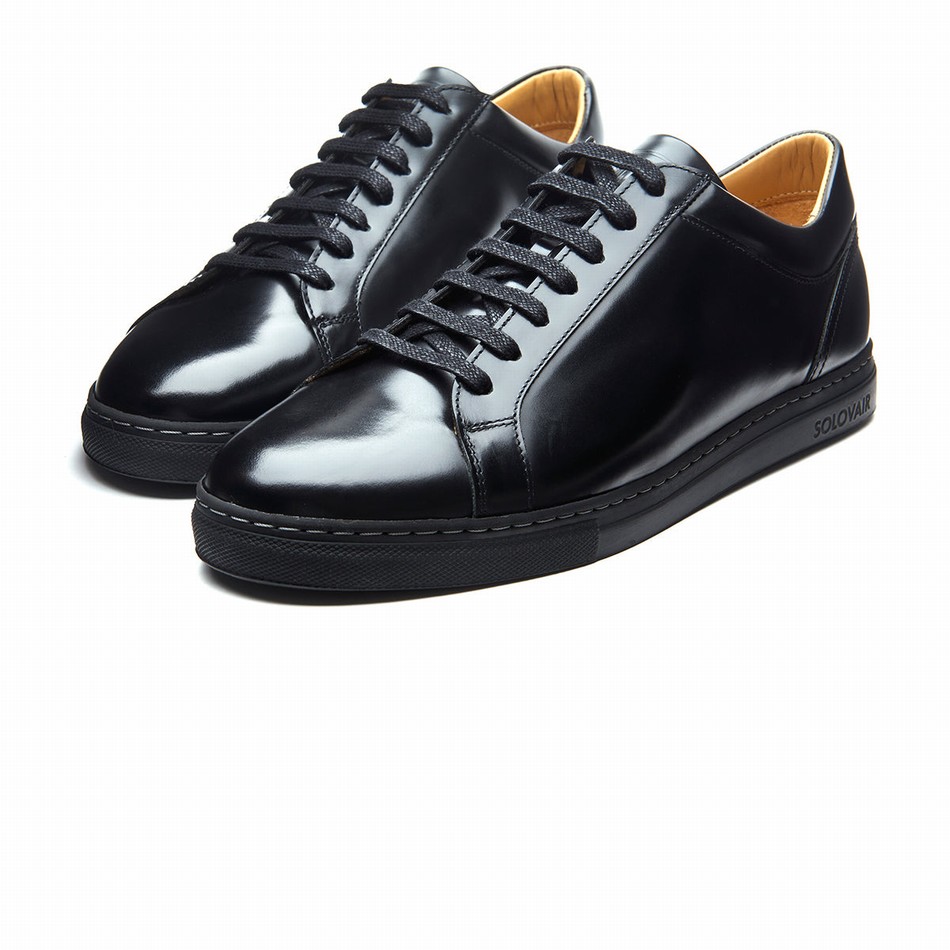 Solovair Hi-Shine 070 Sneakers Dame Sort | S7-070-BK-HS-G-030