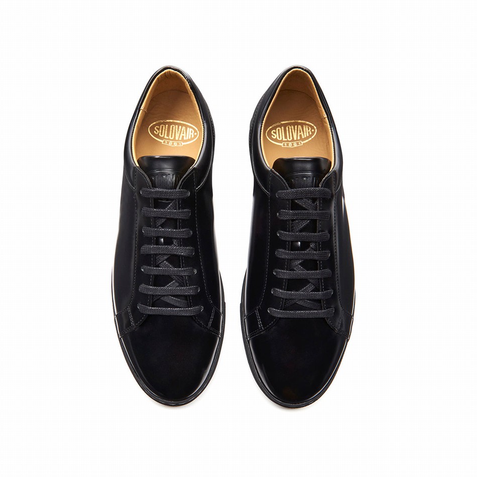 Solovair Hi-Shine 070 Sneakers Dame Sort | S7-070-BK-HS-G-030