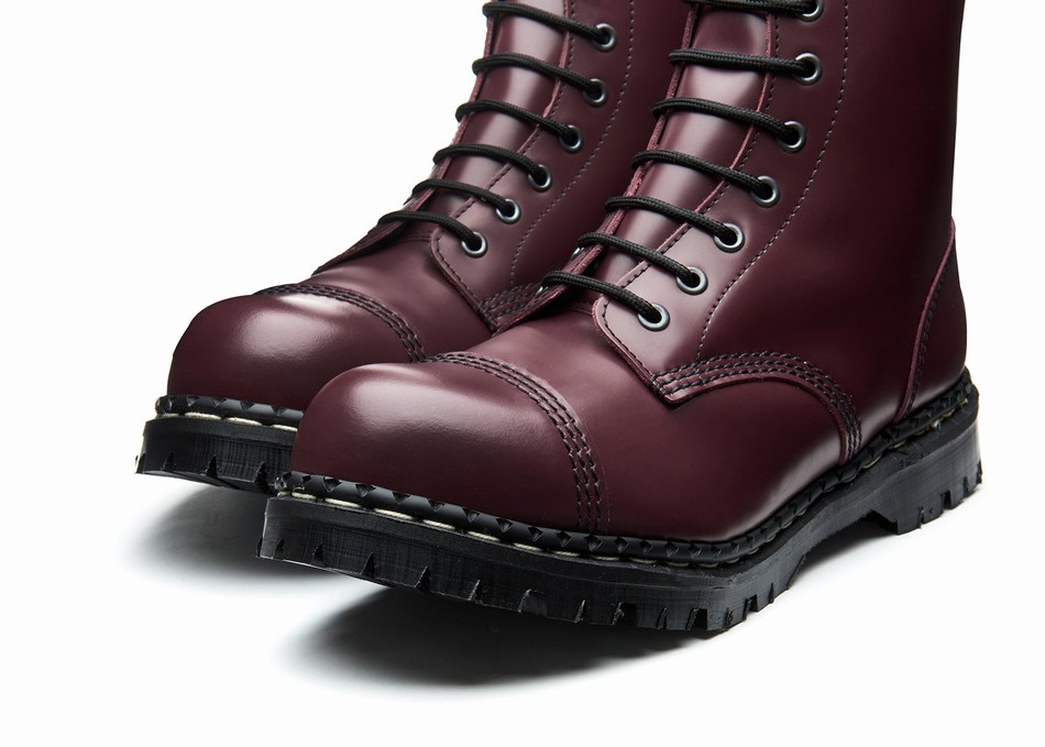 Solovair Hi-Shine 10 Eye Steel Toe Capped Derby Støvler Dame Rød | GF10-1980-OX-035