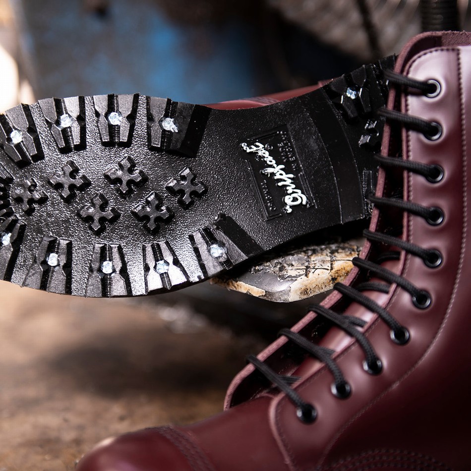 Solovair Hi-Shine 10 Eye Steel Toe Capped Derby Støvler Dame Rød | GF10-1980-OX-035