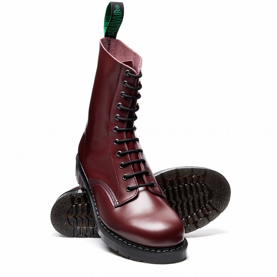 Solovair Hi-Shine 11 Eye Derby Støvler Herre Rød | S11-981-OX-G-030