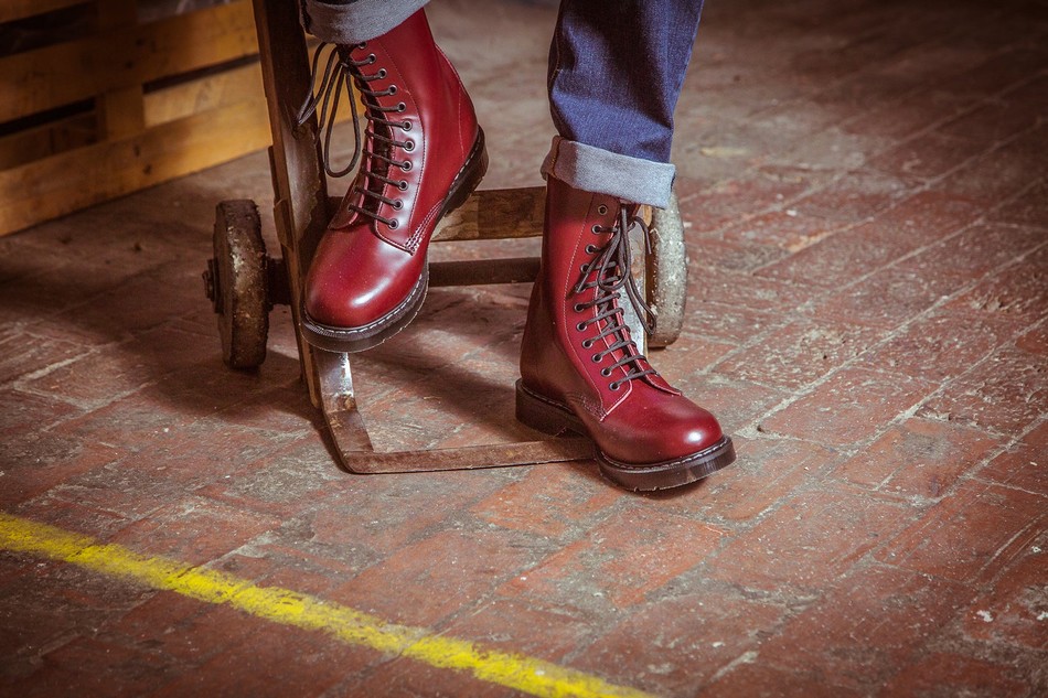 Solovair Hi-Shine 11 Eye Derby Støvler Herre Rød | S11-981-OX-G-030