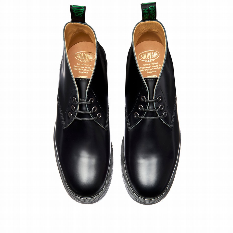 Solovair Hi-Shine 3 Eye Chukka Støvler Herre Sort | S3-080-BK-G-030