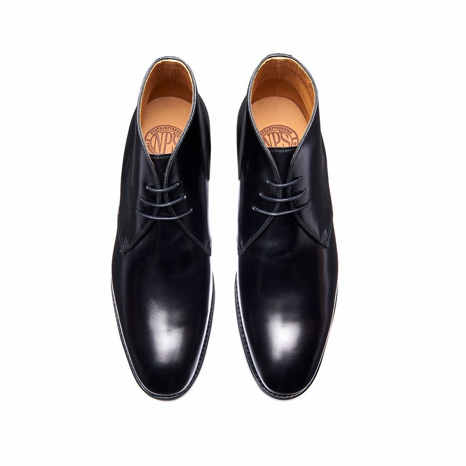 Solovair Hi-Shine 3 Eye Chukka Støvler Herre Sort | 103-379-060