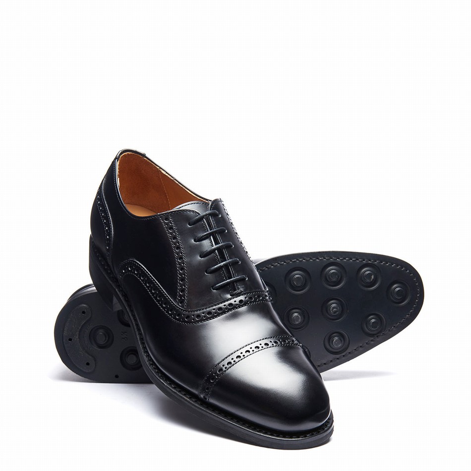 Solovair Hi-Shine 5 Eye Oxford Sko Herre Sort | 097-016-060