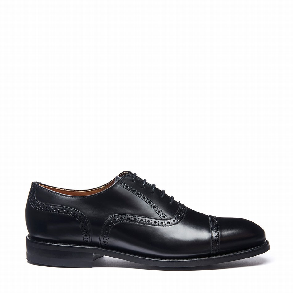 Solovair Hi-Shine 5 Eye Oxford Sko Herre Sort | 097-016-060