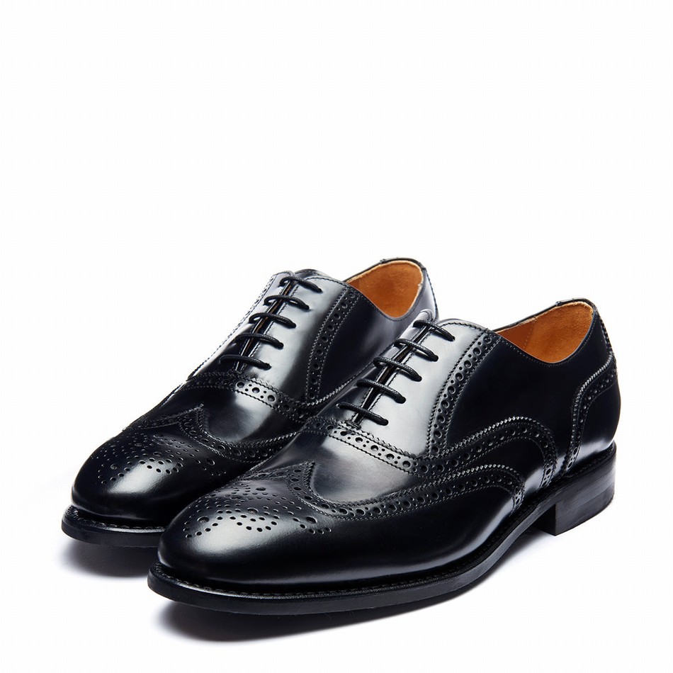 Solovair Hi-Shine 5 Eye Oxford Sko Herre Sort | 091-305-060