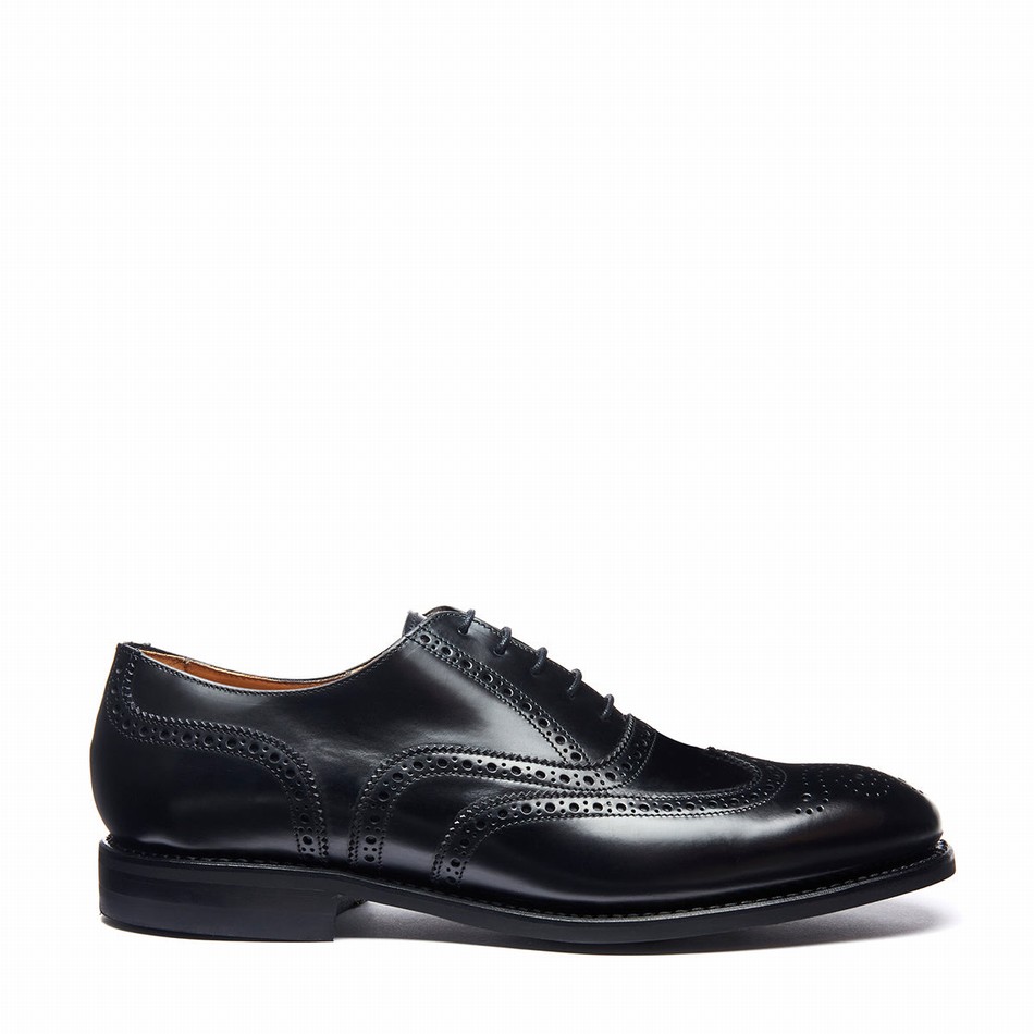 Solovair Hi-Shine 5 Eye Oxford Sko Herre Sort | 091-305-060
